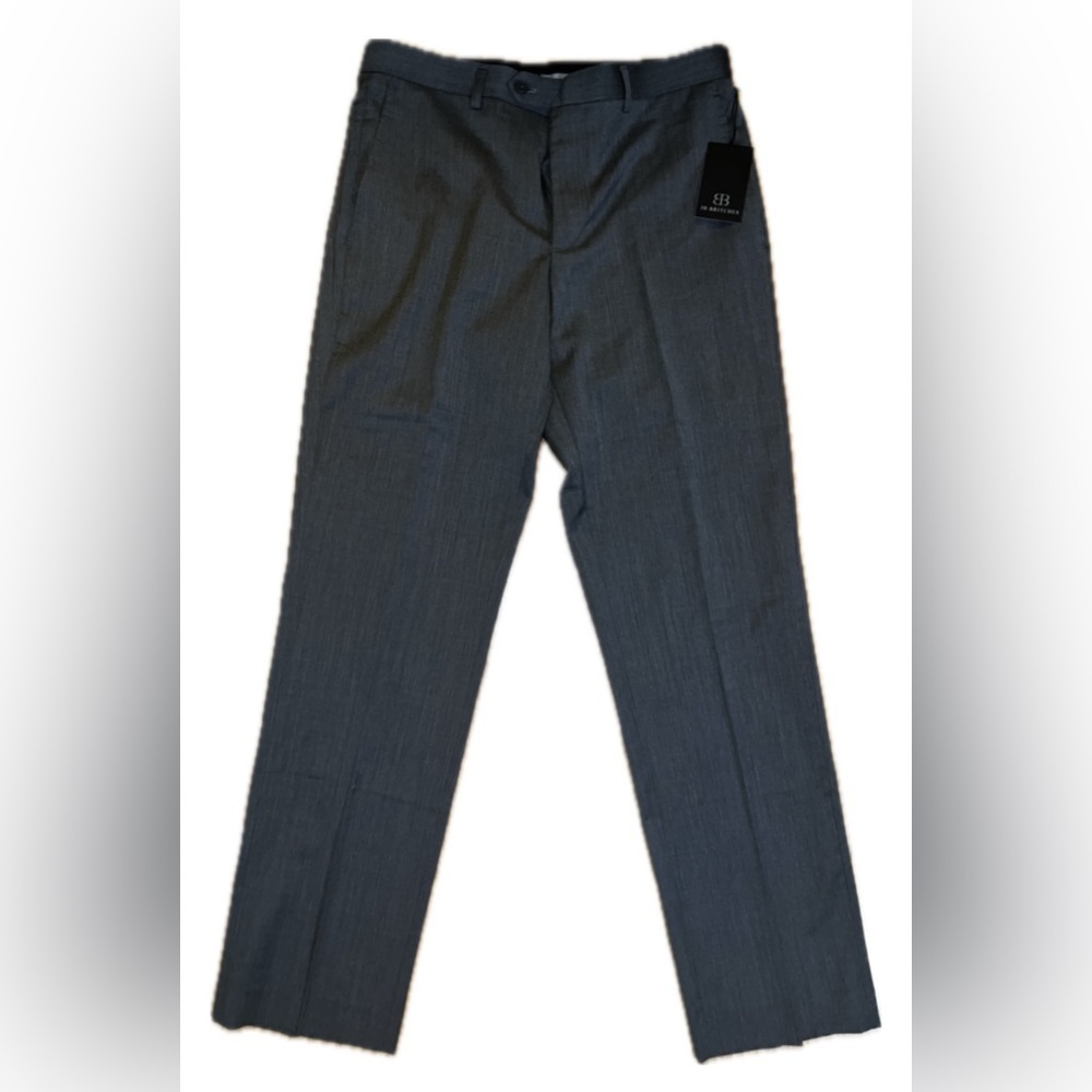 NWT - JB Britches Wool Blend Dress Pants Mens Grey Straight Slacks - Picture 3 of 16